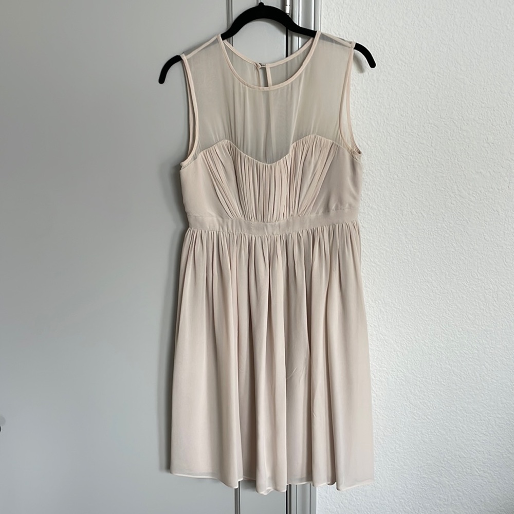 Blush / nude silk chiffon cocktail or bridesmaid dress